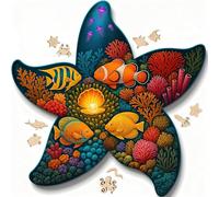 Wooden Puzzles for Adults - 500 Piece Puzzle for Adults - Starfish Jigsaw Puzzle - Whimsical Pieces - Premium Gift Box - Unique Animal Shaped Wood Puzzles Adult - Rompecabezas De Madera para Adultos