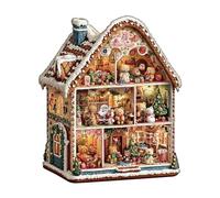 Wooden Puzzles for Adults, Bear Gingerbread House Wooden Jigsaw Puzzle for Adults, Unique Shape Wood Puzzles Adult, for Women and Men, Wall Art Home Decor(M-11.4 * 9.8in- 180Pieces)