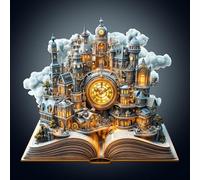 Wooden Puzzles for Adults, Clockwork City Puzzles with 3D Visual Effect, Adult Puzzles, Birthday Gifts for Women Men (L- 13.4 * 12.4 in 225 pcs)