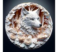 Wooden Puzzles for Adults, Flat Puzzle with 3D Visual Effect, White Wolf Wooden Jigsaw Puzzles for Adults 100 Piece, Unique Shape Wood Puzzles Adult, Wall Art Canvas Puzzle (S-8.5 * 8.5in)