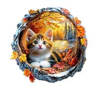 Wooden Puzzles for Adults,Kitten in autumn jigsaw puzzles for adults,Wooden jigsaw puzzles for Family Game and Birthday Gift Idea for Friends (34 * 33.6cm,280pcs)