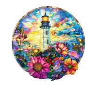 Wooden Puzzles for Adults, Stained glass lighthouse Jigsaw Puzzles for Adults, Wooden Puzzle for Family Game and Birthday Gift Idea for Friends (29 * 28.5cm,200pcs)