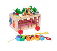 Wooden Puzzles For Boys & Girls Carrot Fruit Fishing Toddler Puzzles Shape Learning Puzzle Toy For Kids Versatile Trailer Toy Children