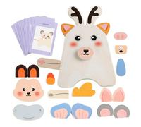 Wooden Puzzles for Kids, Cartoon Animal Building Blocks Board, Learning Educational Toys for Classroom Kindergarten Indoor Preschool Home Nursery Travel Holiday Boys Girls Kids Students