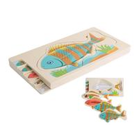 Wooden Puzzles for Kids - Jigsaw Fish Shape Brain Teaser Toy | Wooden Educational Jigsaw Puzzles for Preschool Kids | for Children Boys Girls Birthday Holiday