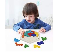 Wooden Puzzles for Kids Puzzles Hexagon Shape Pattern Block for Kids Brain Teaser Puzzle Toy Logic IQ Game STEM Puzzle Educational Toy Gift for All Ages Challenge