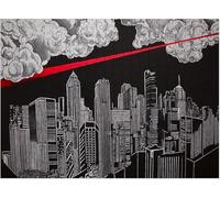 Wooden Puzzles Intricate Skyline Art Ominous Red Beams Dramatic Lighting Jigsaw Puzzles for Adults Impossible Puzzle Challenging Puzzle Educational Toys Decompression Game_500pcs