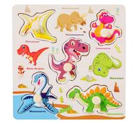 Wooden Puzzles Jigsaw Toys for Kids Pegged Puzzles Wooden Toddler Educational Puzzles Toys Baby Wooden Jigsaw Puzzles for 3+ Year Olds Montessori Learning Toys for Girls Boys Gifts (Dinosaurs)