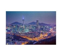 Wooden Puzzles Seoul South Korea Skyline Jigsaw Puzzles for Adults 1000 Pieces Impossible Puzzle Challenging Puzzle
