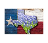 Wooden Puzzles Texas Flag State Cut Out Bluebonnet Flowers Jigsaw Puzzles for Adults 1000 Pieces Impossible Puzzle Challenging Puzzle Educational Toys Decompression Game