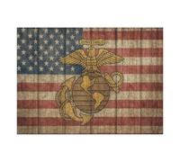 Wooden Puzzles Vintage American Flag Marine Corps Insignia Jigsaw Puzzles for Adults 500 Pieces Impossible Puzzle Challenging Puzzle Educational Toys Decompression Game