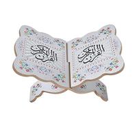 Wooden Quran Stand, Foldable Book Shelf for Bible Quran Reading, Eid Prayer Display Stand Handcrafted Carved Design for Cookbook Magazines Textbooks (JM01864)