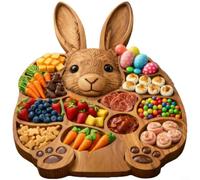 Wooden Rabbit Charcuterie Board, Cute Bunny Cheese Tray for Easter Party Decor, Natural Wood Deli Serving Platter for Holiday Gatherings and Gifts