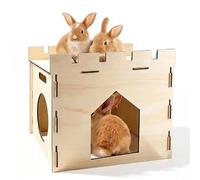 Wooden Rabbit House 40x30x30cm Large Rabbit Hideaway Detachable