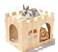 Wooden Rabbit House and Hideout, 40 x 30 x 30cm Large Bunny Castle