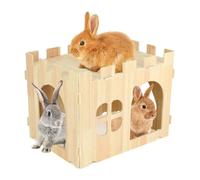 Wooden Rabbit House Large Rabbit Hide Indoor Bunny Castle Rabbit Hideaway