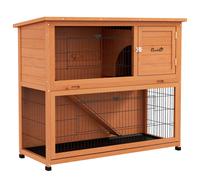 Wooden Rabbit Hutch Antiseptic Outdoor, for 1-2 Rabbits, Orange
