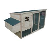 Wooden Rabbit Hutch, Elevated Chicken Cage with No Leak Tray and Water-Resistant Asphalt Roof, Small Animal Habitat for Outdoor