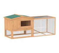Pawhut Wooden Rabbit Hutch Guinea Pig hutch House 2 Tier with Rabbit Run for Outdoor Garden Backyard, 85 x 24 x 57cm