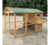 Wooden Rabbit Hutch, Outdoor Bunny Cages with Ramp Run, Waterproof Asphalt Roof Poultry Cage for Rabbits Guinea Pigs Chicken