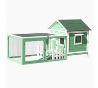 Wooden Rabbit Hutch, Outdoor Chicken Coop with Openable Roof and Ramps, Poultry Cage Perfect for Small Animals Guinea Pigs(Cyan)