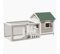 Wooden Rabbit Hutch, Outdoor Chicken Coop with Openable Roof and Ramps, Poultry Cage Perfect for Small Animals Guinea Pigs(Grey)
