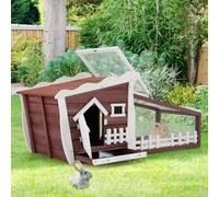 Wooden Rabbit Hutch Pet Cage House Outdoor Chicken Coop With Removable Tray Gymax Red One Size