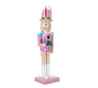 Wooden Rabbit Nutcracker Figurine for Easter and Christmas Season Decor | Whimsical Standing Soldier Style, Handcrafted Detailing with Vivid Colors, for Mantel, Porch and Entryway