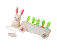 Wooden Rabbits Cart With Carrot Harvesting Game Ideal For Toddler Aged 3 And Up Dexterity And Imagination Early Learning Toy