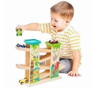 Wooden Race Track Car Ramp Racer for Baby Double Sided,Garage Toys for 3 4 5 Year Old Boys Girls with 4 Mini Cars,Montessori Gifts & Present for Toddler Christmas