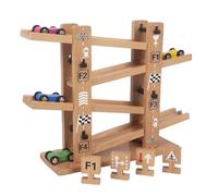 Wooden Race Track - zig zaag caars Slide | Wooden Car Ramp Toys | Multi-Level Vehicle Slide Toy | Fun Racing Track Set For Home, Nursery, Kindergarten, Early Learning, Kids Car Activity Toy