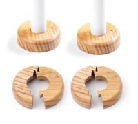 Wooden Radiator Pipe Collars 4.5cm Wide Cover Oak for 15mm Pipes | Pack of 4 Easy Split Pipe Collars | Wooden Pipe Cover to Hide Radiator Pipes Base