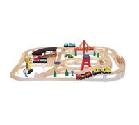 Wooden Railway Train Track Set 130 pcs Kids Toy Deluxe Melissa & Doug 10701