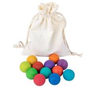 Wooden Rainbow Balls - 12 Piece Stacking Toy, Natural Wood Colour Sorting Spheres, Preschool Learning Resource | Educational Sensory Game For Classroom