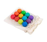 Wooden Rainbow Balls, Counting Toy, 12 Piece Color Sorting Set, Smooth Grasping Texture, Educational Play Tool for Kids Baby Girls Boys Learning at Home