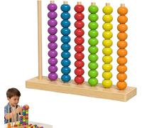 Wooden Rainbow Colour Stacking Sorting Toy, Threading Beads Abacus, Colour Matching Educational Learning Game for Kids (B)