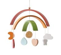 Wooden Rainbow Rabbit Mobile, Baby Crib Bell Hanging Rattle Toy