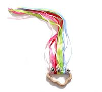 Wooden Rainbow Ribbon Rattle Hand Kite Toys Baby Develop Hearing Recognition Sensory Shower Birthday Gift Handbells Baby Rattles