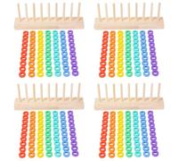 Wooden Rainbow Ring Sorting Game with Racks Bead Sequencing Educational Toy for Kids Ages 3 and Up Family Learning Strategy Play