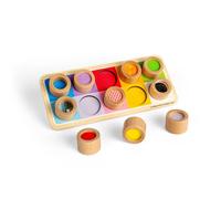 Bigjigs Toys Wooden Sensory Board, Includes Colour Matching Tray, Multi