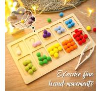 Wooden Rainbow Stacking Board, Montessori Educational Toy for Children, Natural (Digital Hair Bulb)