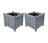 Wooden Raised Bed 30x30x30cm Set of 2 Garden Flower Pots Boxes vidaXL