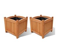 Wooden Raised Bed 30x30x30cm Set of 2 Garden Flower Pots Boxes vidaXL