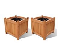 Wooden Raised Bed 30x30x30cm Set of 2 Garden Flower Pots Boxes vidaXL