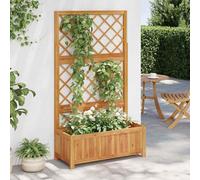 Wooden Raised Bed with Trellis Natural SolidAcacia 85x38x150cm OilFinish Outdoor