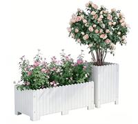 Wooden Raised Flower Beds, Large Rectangular Outdoor Planters, Balcony Garden Planters, Versatile and Durable Wooden Flower Pots