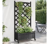 Wooden Raised Garden Bed Planter with Trellis & Wheels 40x30x97.5cm Perfect for Climbing Plants & Flowers Durable Fir Wood Easy to Move and Grow Your Garden.