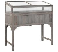 vidaXL Raised Bed with Greenhouse 110x54x120cm Solid Fir Wood, Grey