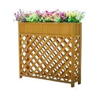 Wooden Raised Garden Bed with Legs, Lattice Trellis Outdoor Flower Box, Front Porch Decor Plant Pots with Drainage Holes, Large Rectangle Planter Box for Home, Commercial Decor(Yellow,39.4x9.8x35.4in)