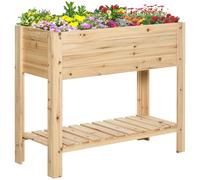 Wooden Raised Plant Stand Outdoor Flower Bed Box with Clapboard 100 x 40 x 84cm